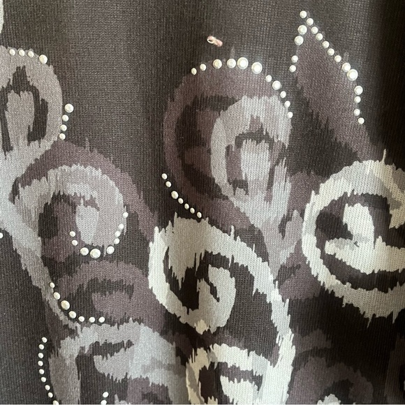 Allison Daley Embellished Abstract 3/4 Sleeve Crew Neck Knit Top - Picture 6 of 10